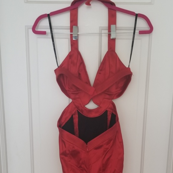 ⭐EUC⭐ Bebe Sexy Satin Cutout Cocktail Dress - Picture 2 of 4